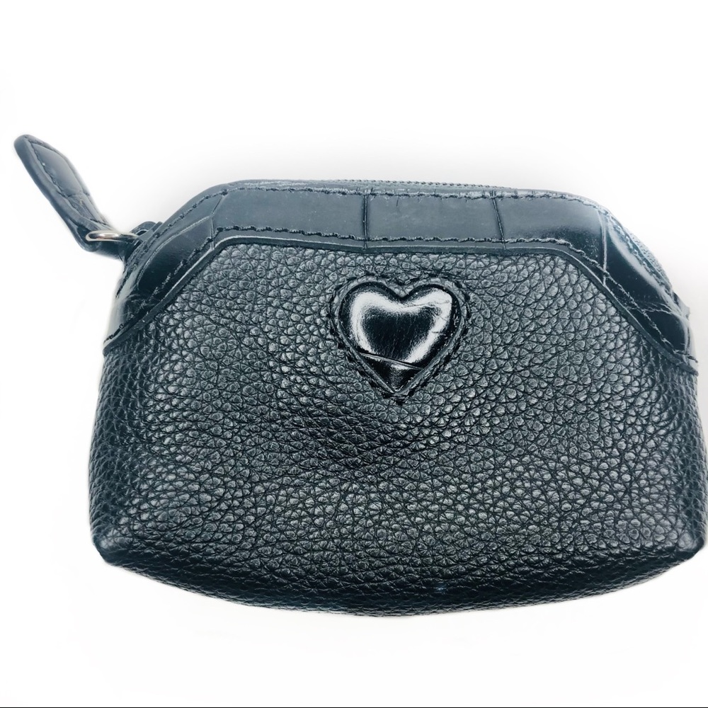 Brighton Leather Heart Coin Change Purse Black
